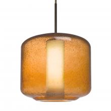 Besa Lighting 1JC-NILES10AO-BR-L - Besa Niles 10 Pendant, Amber Bubble/Opal, Bronze Finish, 1x60W Medium Base T10, 15Ft.