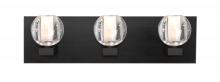 Besa Lighting 3WF-BOCABB-LED-BK - Besa, Boca Vanity, Clear Bubble, Black Finish, 3x3W LED