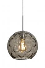Besa Lighting J-BOMYSM-EDIL-SN-L - Besa Bombay Pendant For Multiport Canopy, Smoke, Satin Nickel Finish, 1x8W LED Filame