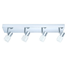 Eglo 200906A - 4 LT LED Fixed Track Light w/Chrome Finish & Satin Glass Surounded By Clear Glass Lamp Heads