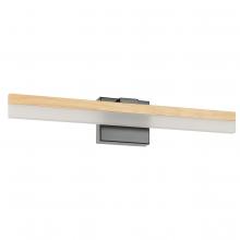 Eglo 205525A - 1 LT Integrated LED Bath/Vanity Light w/ Natural Wood  &  Black Finish & Frosted Acrylic Shade