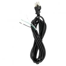 Satco Products 90/2086 - 10 Foot 18/3 SVT 105C Heavy Duty Cord Set; Black Finish; 100 Carton; 3 Prong Molded Plug; Stripped