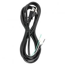 Satco Products 90/2325 - 10 Foot 18/3 SJT 105C Heavy Duty Cord Set; Black Finish; 50 Carton; 3 Prong Molded Plug; Stripped