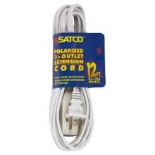 Satco Products 93/196 - 12 Foot Extension Cord; White Finish; 16/2 SPT-2; Indoor Only; 13A-125V-1625W Rating
