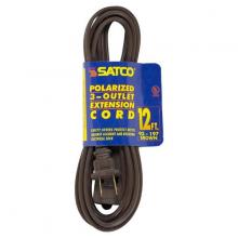 Satco Products 93/197 - 12 Foot Extension Cord; Brown Finish; 16/2 SPT-2; Indoor Only; 13A-125V-1625W Rating