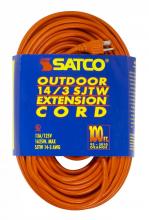 Satco Products 93/5010 - 100 Foot Orange Heavy Duty Outdoor Extension Cord; 14/3 Ga. SJTW-3 Orange Cord With Sleeve;