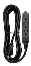 Satco Products 93/5056 - 12 Foot, 3 Wire, 3 Outlet Indoor Banana Extension Cord; 16-3 SJT Black; 13A-125V; 1625W