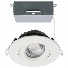 Satco Products S11618R1 - 12 Watt LED Direct Wire Downlight; Gimbaled; 4 Inch; CCT Selectable; Round; Remote Driver; White