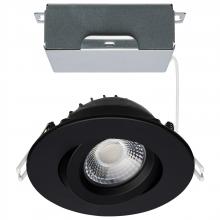 Satco Products S11619R1 - 12 Watt LED Direct Wire Downlight; Gimbaled; 4 Inch; CCT Selectable; Round; Remote Driver; Black