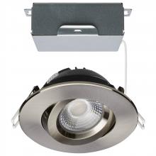 Satco Products S11620R1 - 12 Watt LED Direct Wire Downlight; Gimbaled; 4 Inch; CCT Selectable; Round; Remote Driver; Brushed