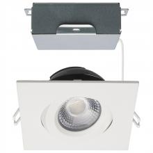 Satco Products S11621R1 - 12 Watt LED Direct Wire Downlight; Gimbaled; 4 Inch; CCT Selectable; Square; Remote Driver; White