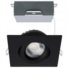 Satco Products S11622R1 - 12 Watt LED Direct Wire Downlight; Gimbaled; 4 Inch; CCT Selectable; Square; Remote Driver; Black