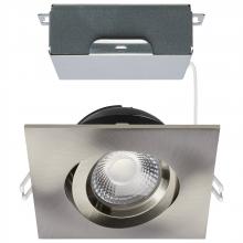 Satco Products S11623R1 - 12 Watt LED Direct Wire Downlight; Gimbaled; 4 Inch; CCT Selectable; Square; Remote Driver; Brushed