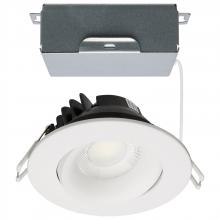 Satco Products S11624R1 - 12 Watt LED Direct Wire Downlight; Gimbaled; 3.5 Inch; CCT Selectable; Round; Remote Driver; White