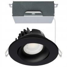 Satco Products S11625R1 - 12 Watt LED Direct Wire Downlight; Gimbaled; 3.5 Inch; CCT Selectable; Round; Remote Driver; Black