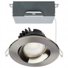 Satco Products S11626R1 - 12 Watt LED Direct Wire Downlight; Gimbaled; 3.5 Inch; CCT Selectable; Round; Remote Driver; Brushed