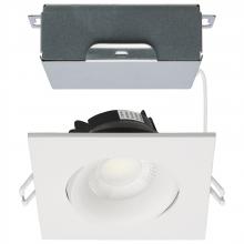 Satco Products S11627R1 - 12 Watt LED Direct Wire Downlight; Gimbaled; 3.5 Inch; CCT Selectable; Square; Remote Driver; White