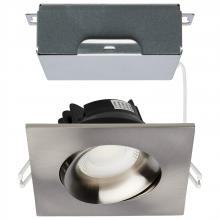 Satco Products S11629R1 - 12 Watt LED Direct Wire Downlight; Gimbaled; 3.5 Inch; CCT Selectable; Square; Remote Driver;