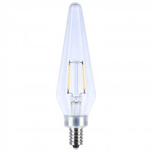 Satco Products S12140 - 2 Watt Prismatic HX11 LED; 2700K CCT; Candelabra Base; 120 Volt; Clear Finish; 2-Card