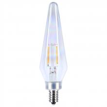 Satco Products S12142 - 2 Watt Prismatic HX11 LED; 2700K CCT; Candelabra Base; 120 Volt; Aurora Finish; 2-Card