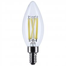 Satco Products S12496 - 8 Watt B11 LED; Candelabra Base; Candle-Tip; Clear; 3500K CCT; 120 Volt