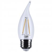 Satco Products S12510 - 3 Watt CA10 LED; Medium Base; Clear; 3000K CCT; 120 Volt