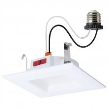Satco Products S12601 - 6 Watt LED Downlight Retrofit; 4 Inch; CCT Selectable; Square; White Finish