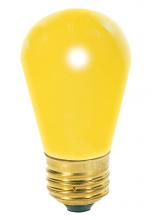Satco Products S4560 - 11 Watt S14 Incandescent; Ceramic Yellow; 2500 Average rated hours; Medium base; 130 Volt; Carded