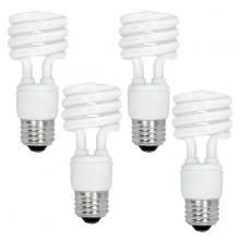 Satco Products S5547 - 13 Watt; Mini Spiral Compact Fluorescent; 2700K; 82 CRI; Medium base; 120 Volt; 4-pack