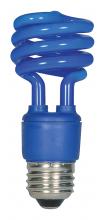 Satco Products S7273 - 13 Watt; Mini Spiral Compact Fluorescent; Blue color; Medium base; 120 Volt