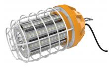 Satco Products S8946 - 100 Watt - LED Hi-lumen temporary hi-bay caged lamp; 5000K; Integrated cord / plug and hook; 120