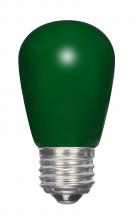 Satco Products S9171 - 1.4 Watt LED; S14; Ceramic Green; Medium base; 120 Volt; Carded