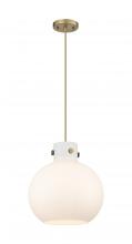 Innovations Lighting 410-1PM-BB-G410-12WH - Newton Sphere - 1 Light - 12 inch - Brushed Brass - Cord hung - Mini Pendant