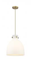 Innovations Lighting 410-1PM-BB-G412-12WH - Newton Bell - 1 Light - 12 inch - Brushed Brass - Cord hung - Pendant