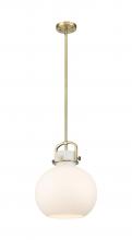 Innovations Lighting 410-1SM-BB-G410-12WH - Newton Sphere - 1 Light - 12 inch - Brushed Brass - Stem Hung - Mini Pendant