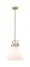 Innovations Lighting 410-1SM-BB-G411-12WH - Newton Cone - 1 Light - 12 inch - Brushed Brass - Mini Pendant