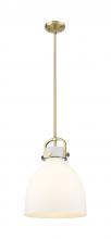 Innovations Lighting 410-1SM-BB-G412-12WH - Newton Bell - 1 Light - 12 inch - Brushed Brass - Mini Pendant