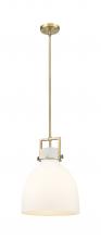 Innovations Lighting 411-1SM-BB-G412-12WH - Newton Bell - 1 Light - 12 inch - Brushed Brass - Mini Pendant