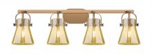 Innovations Lighting 423-4W-BB-G411-6ME - Pilaster II Cone - 4 Light - 37 inch - Brushed Brass - Bath Vanity Light