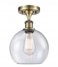 Innovations Lighting 516-1C-AB-G124-8 - Athens - 1 Light - 8 inch - Antique Brass - Semi-Flush Mount