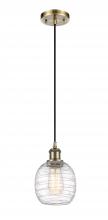 Innovations Lighting 516-1P-AB-G1013-LED - Belfast - 1 Light - 6 inch - Antique Brass - Cord hung - Mini Pendant
