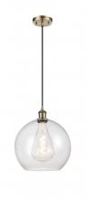 Innovations Lighting 516-1P-AB-G124-12-LED - Athens - 1 Light - 12 inch - Antique Brass - Cord hung - Mini Pendant