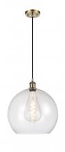 Innovations Lighting 516-1P-AB-G124-14-LED - Athens - 1 Light - 14 inch - Antique Brass - Cord hung - Pendant
