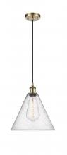 Innovations Lighting 516-1P-AB-GBC-124-LED - Berkshire - 1 Light - 12 inch - Antique Brass - Cord hung - Mini Pendant