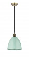 Innovations Lighting 516-1P-AB-MBD-9-SF-LED - Plymouth - 1 Light - 9 inch - Antique Brass - Cord hung - Mini Pendant