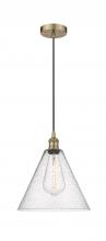Innovations Lighting 616-1P-AB-GBC-124-LED - Berkshire - 1 Light - 12 inch - Antique Brass - Cord hung - Mini Pendant