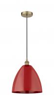 Innovations Lighting 616-1P-AB-MBD-12-RD-LED - Plymouth - 1 Light - 12 inch - Antique Brass - Cord hung - Mini Pendant