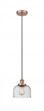 Innovations Lighting 616-1PH-AC-G74-LED - Bell - 1 Light - 8 inch - Antique Copper - Cord hung - Mini Pendant