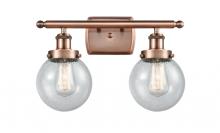 Innovations Lighting 916-2W-AC-G204-6-LED - Beacon - 2 Light - 16 inch - Antique Copper - Bath Vanity Light