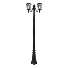 Gama Sonic 94B002 - Victorian Bulb Double Headed Solar Lamp Post with GS Solar LED Light Bulb - Black Finish